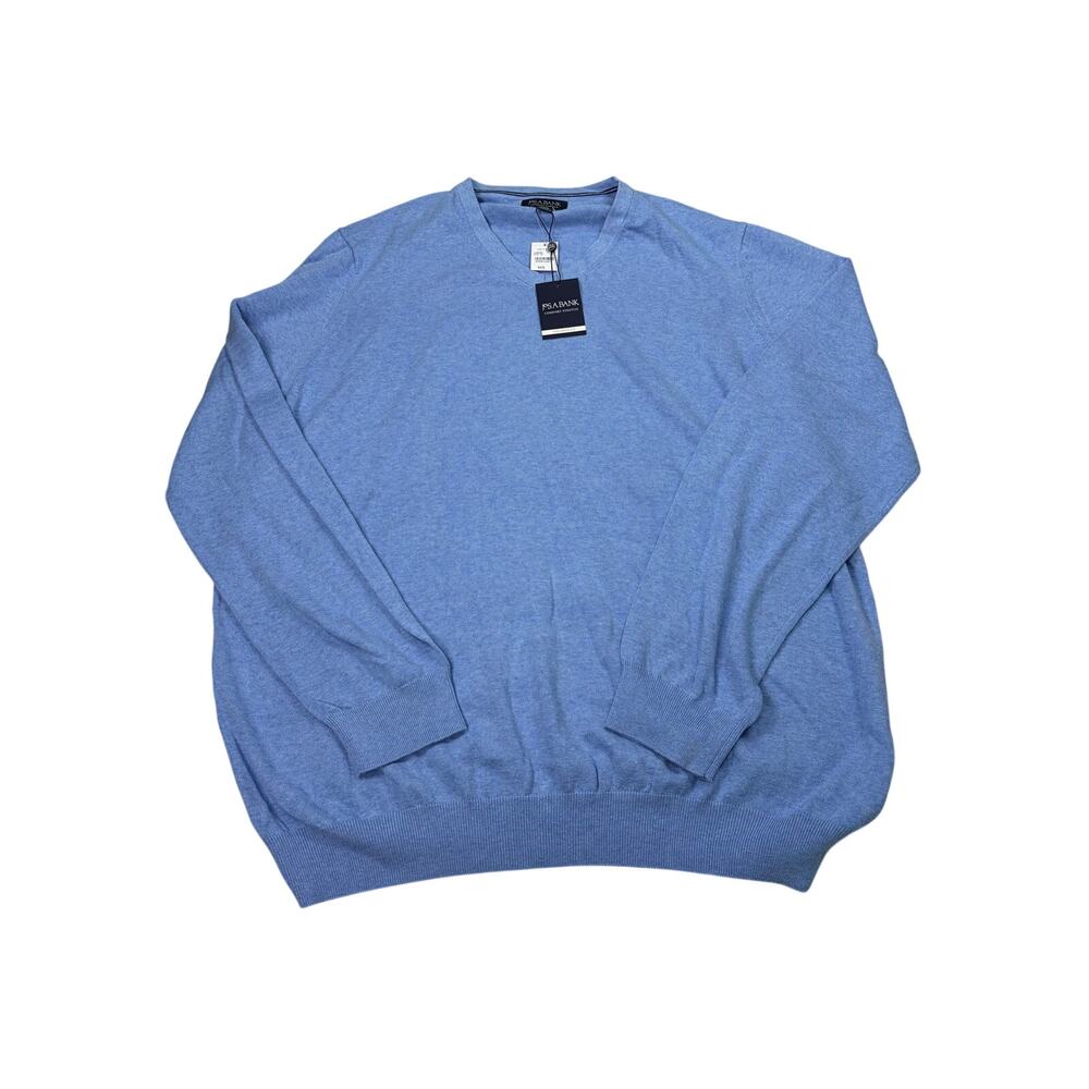 NWT Jos A Bank comfort stretch tailored fit light blue V neck sweater. Size 2XL